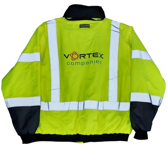 Majestic Size XL Class 3 Hi-Vis Reflective ANSI 3 Type R Lined Bomber Jacket - Picture 8 of 12